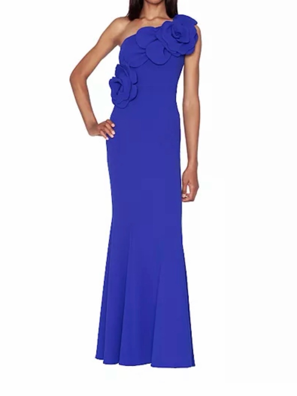 WHITE TIE by Shani Women's One-Shoulder Floral Detail Gown